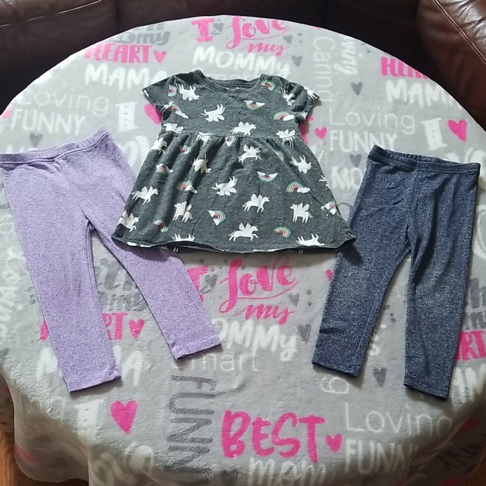 ❣5 for $25 Sale❣Old Navy Unicorn Rainbow Dress With 2 Pair Of Leggings